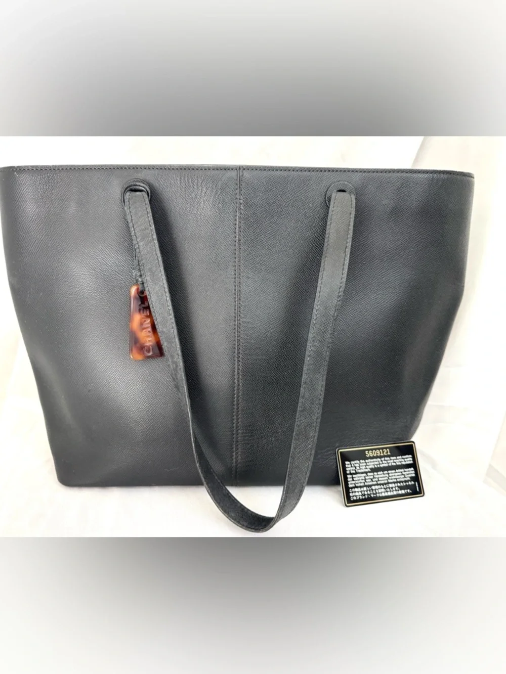 CHANEL Vintage Black Textured Saffiano-style Leather Tote Shopper Bag Italy - Picture 16 of 16